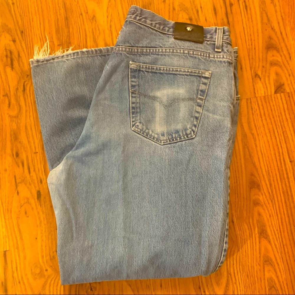 Vintage VERSACE  couture Men’s • perfectly distressed • cool hipster worn Jeans